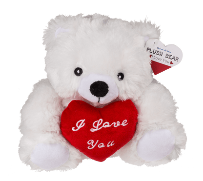 Plush bear with red heart, I love you,