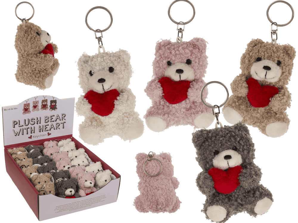 Metal keychain, Plush Bear with Heart,