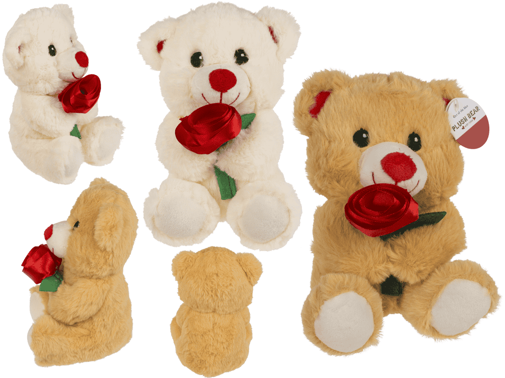 Plush Bear with Rose, 18 cm,