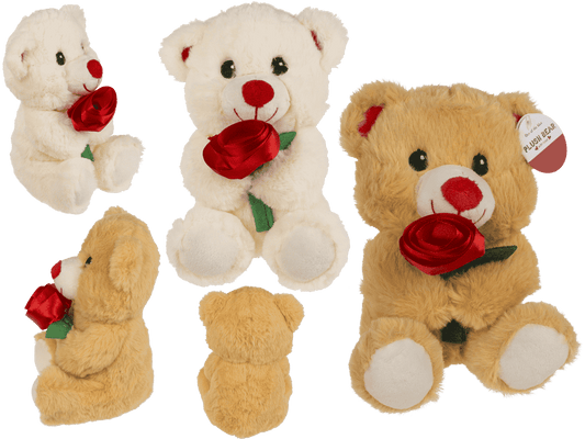 Plush Bear with Rose, 18 cm,