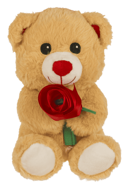 Plush Bear with Rose, 18 cm,
