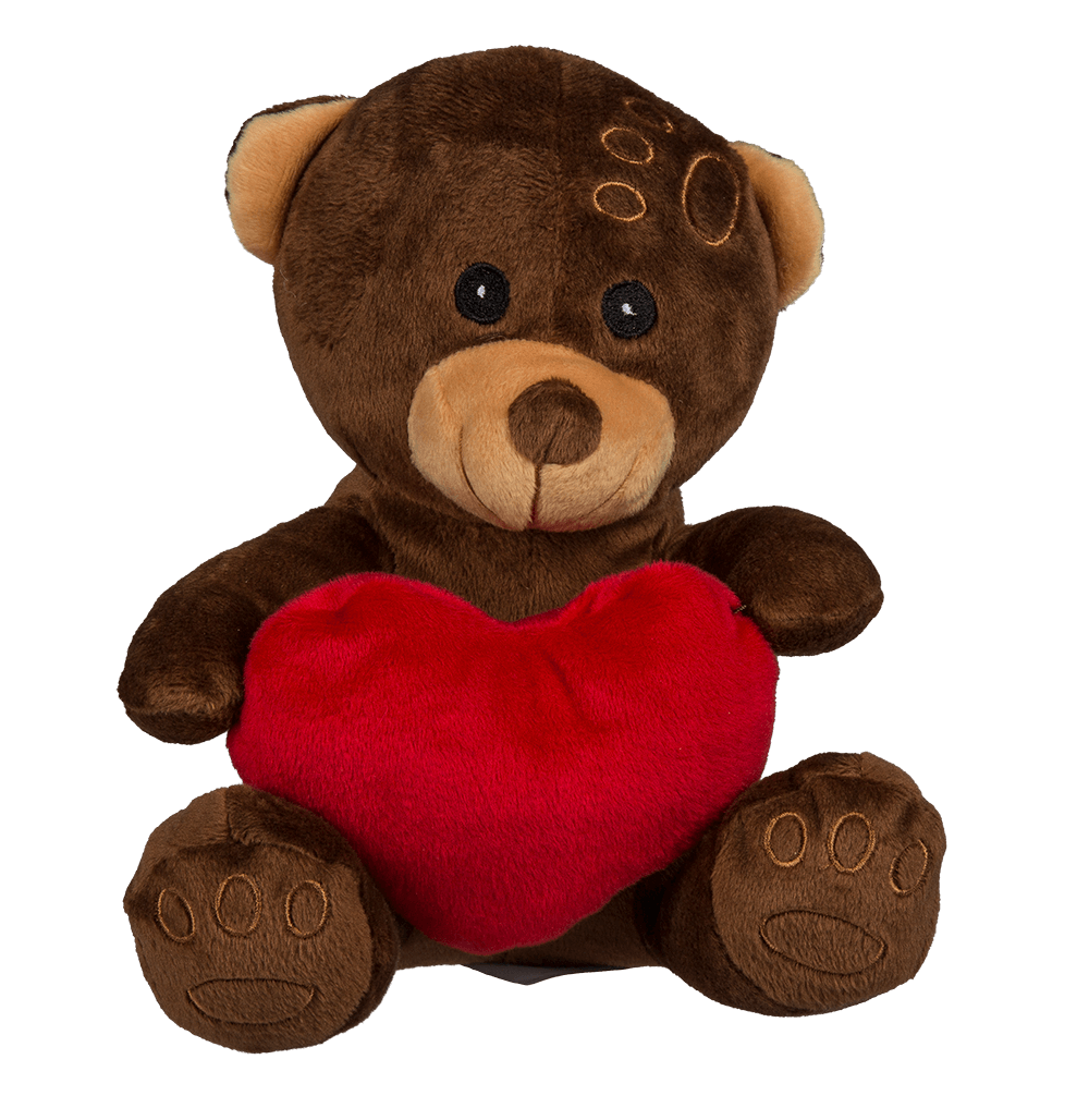 Plush bear with red heart,