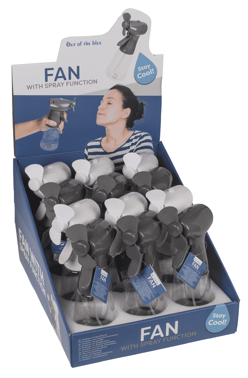 Fan with spraying bottle,