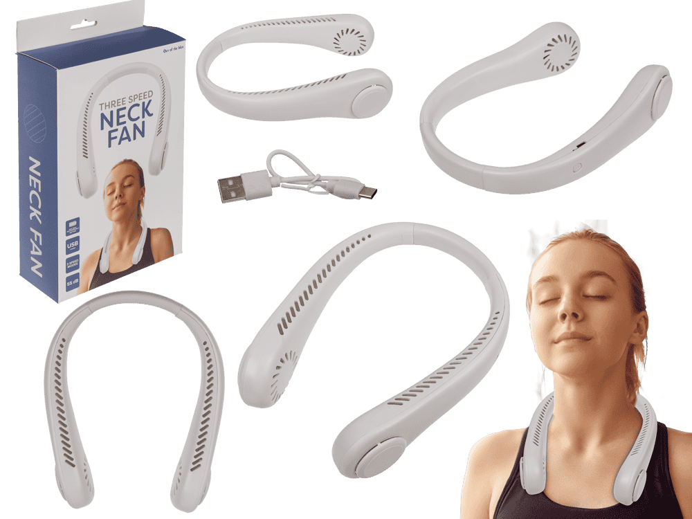 Neck fan, 21 x 16 cm, white,