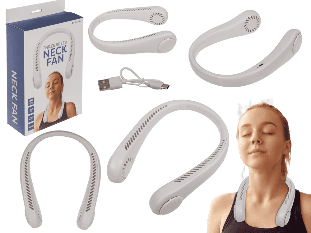Neck fan, 21 x 16 cm, white,
