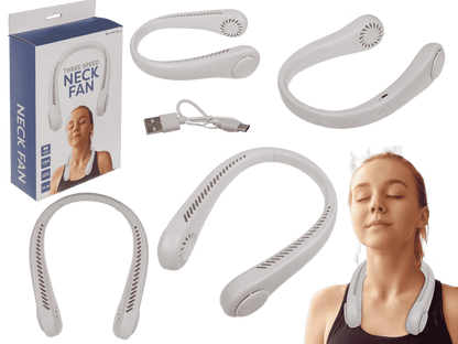 Neck fan, 21 x 16 cm, white,