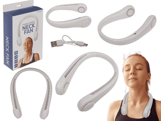 Neck fan, 21 x 16 cm, white,