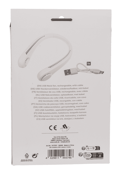 Neck fan, 21 x 16 cm, white,