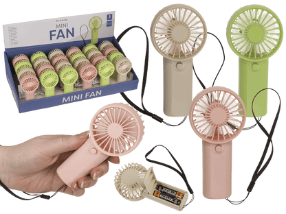 Fan with lanyard, 6 x 3.5 x 12.5 cm,