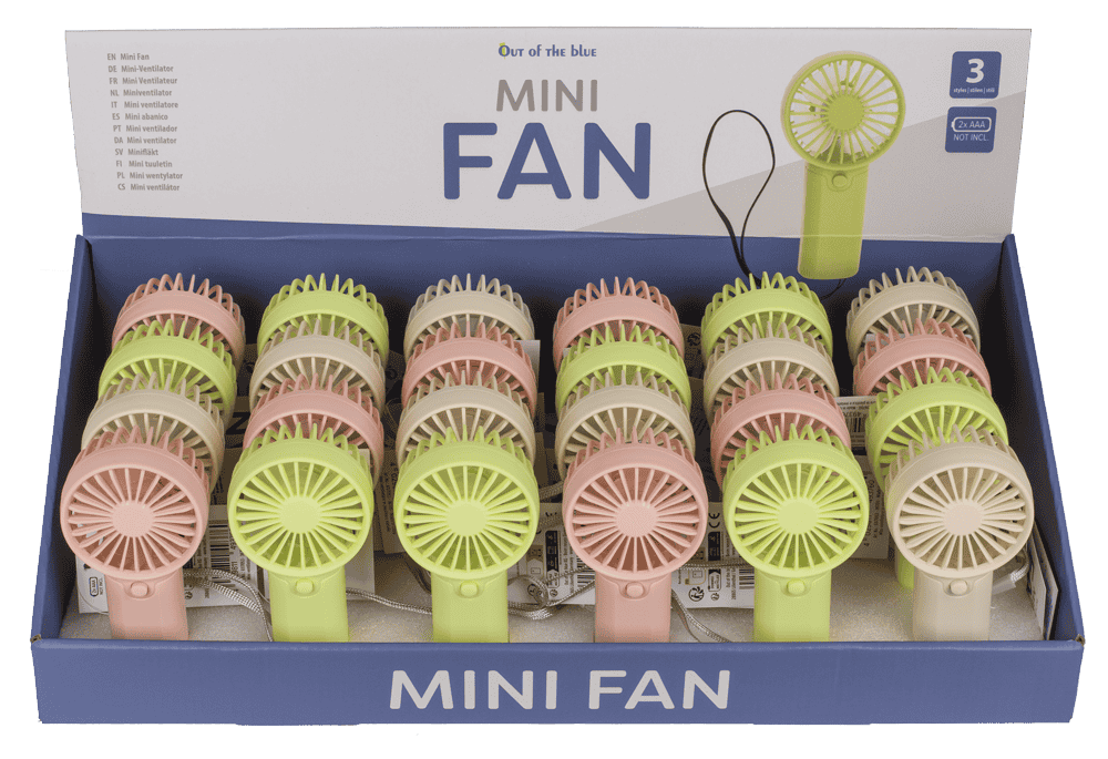 Fan with lanyard, 6 x 3.5 x 12.5 cm,