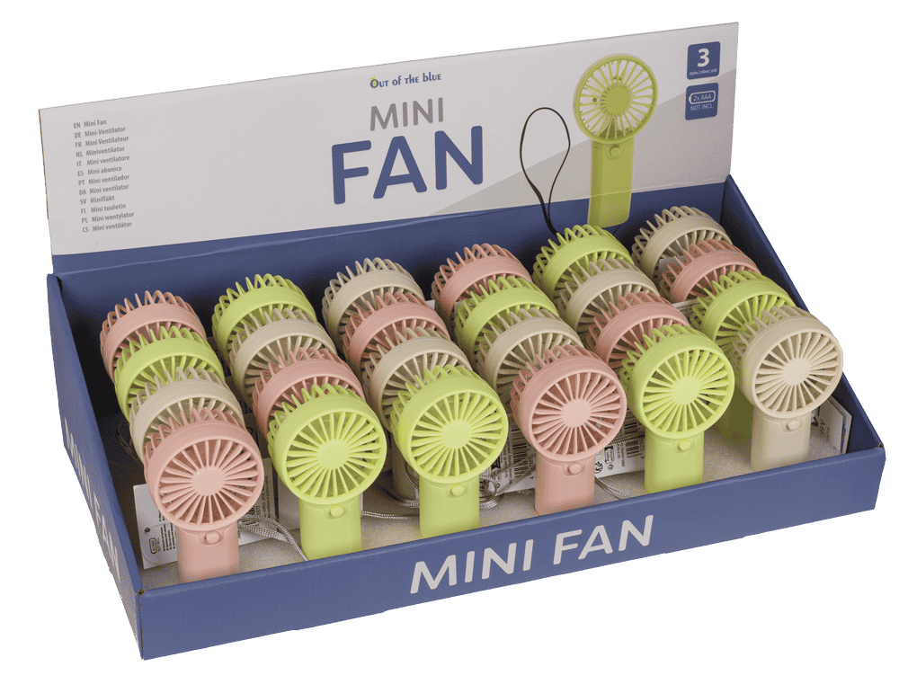 Fan with lanyard, 6 x 3.5 x 12.5 cm,