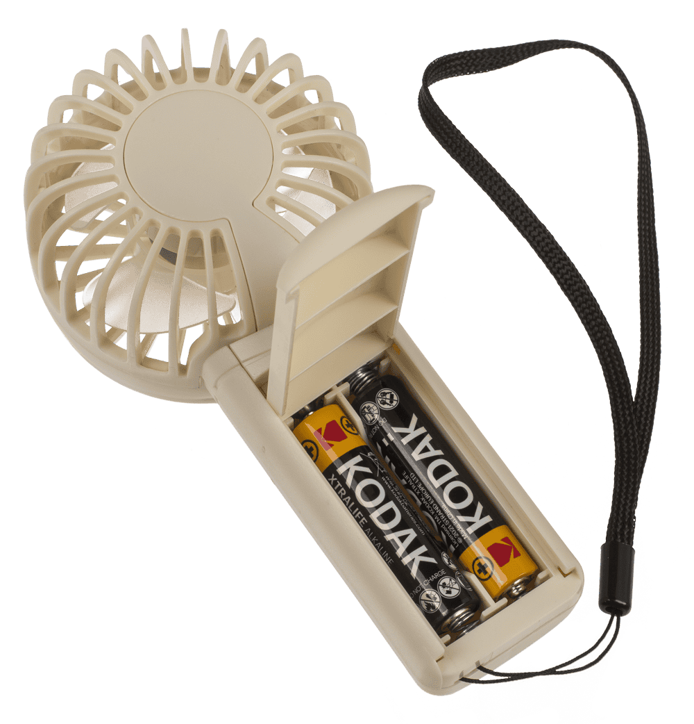 Fan with lanyard, 6 x 3.5 x 12.5 cm,