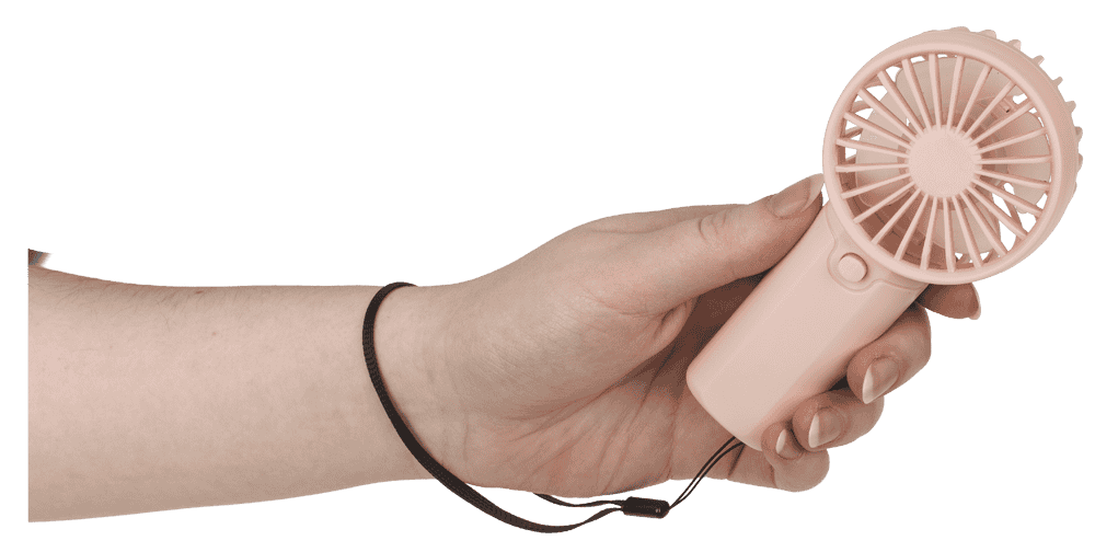 Fan with lanyard, 6 x 3.5 x 12.5 cm,