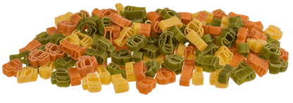 Three coloured durum wheat pasta, Beer shape,