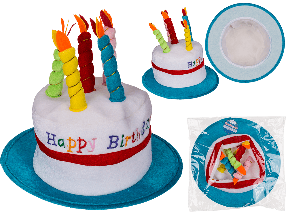 Plush Birthday Hat with 5 candles, Happy Birthday,