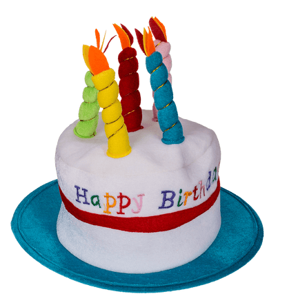Plush Birthday Hat with 5 candles, Happy Birthday,