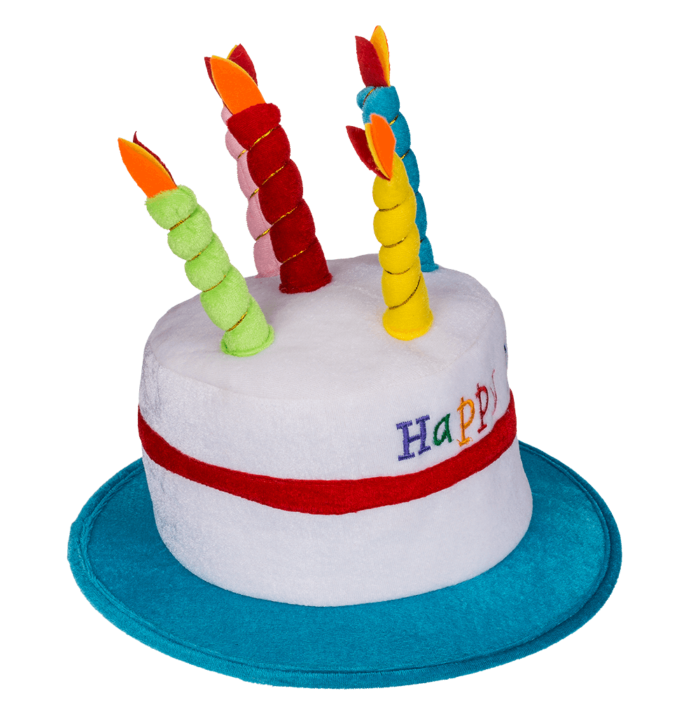 Plush Birthday Hat with 5 candles, Happy Birthday,