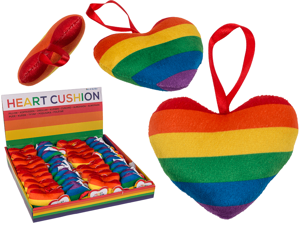Plush heart in rainbow colours, Pride,