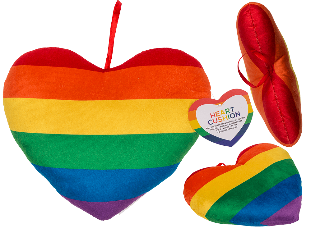 Plush heart in rainbow colours, Pride,