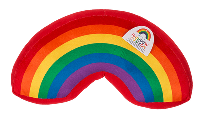 Plush cushion in u-shape, rainbow colours,