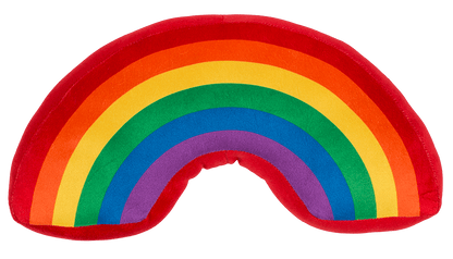 Plush cushion in u-shape, rainbow colours,