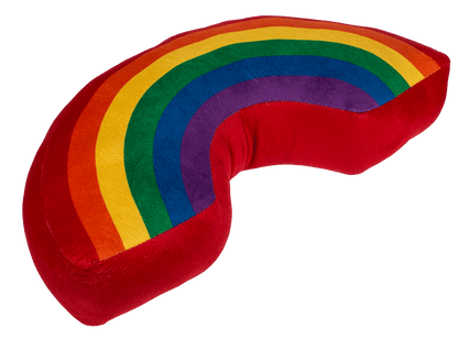Plush cushion in u-shape, rainbow colours,