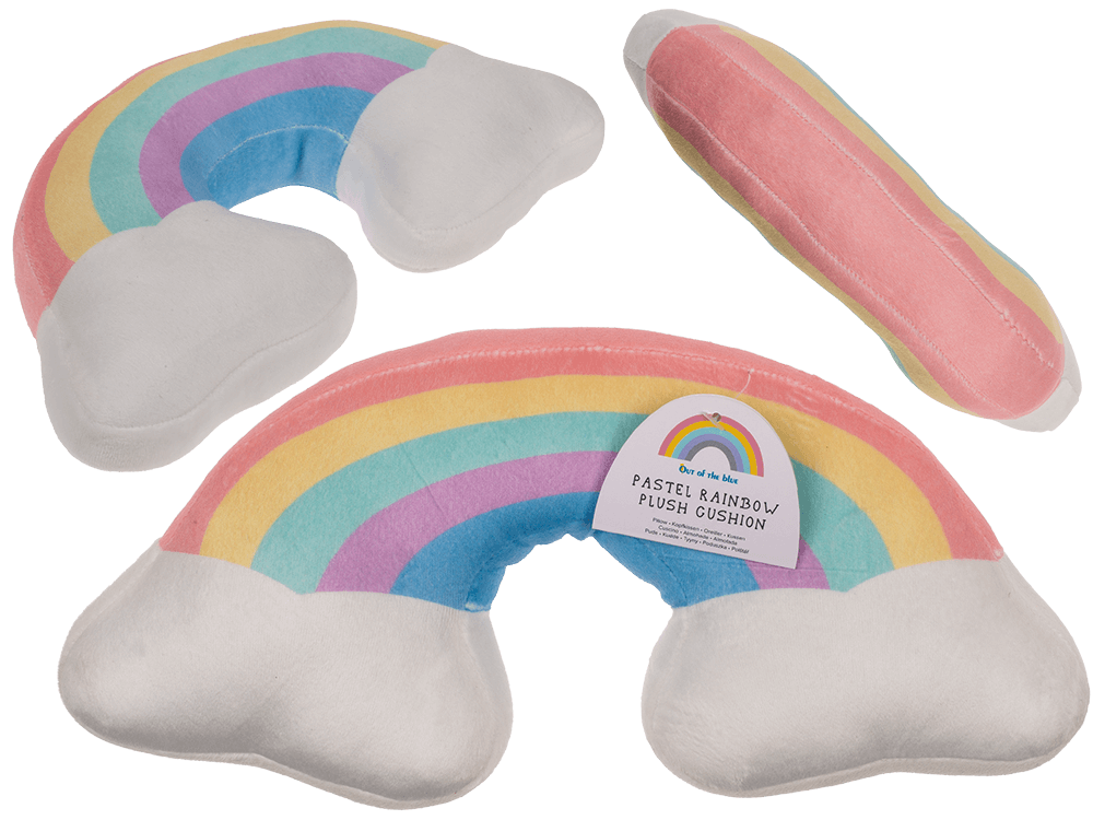Plush rainbow cushion, Pastel,
