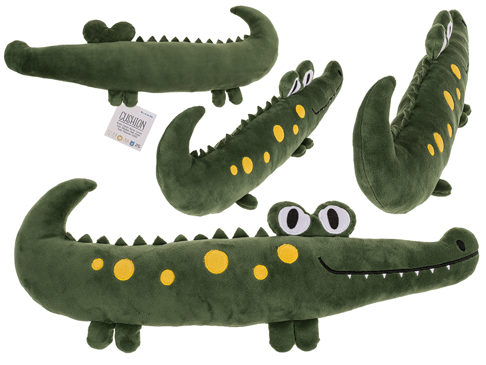 Plush cushion, crocodile,