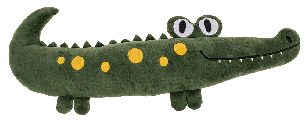 Plush cushion, crocodile,