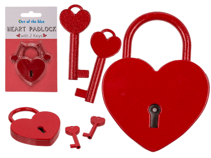 Metal padlock with 2 keys, Heart,
