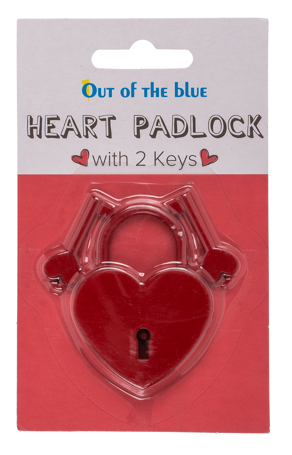 Metal padlock with 2 keys, Heart,