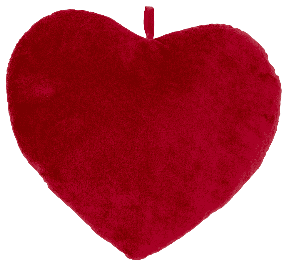 Red plush heart with embroidered face,