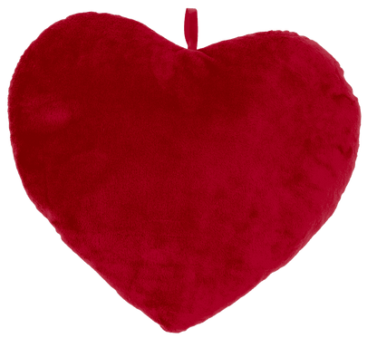 Red plush heart with embroidered face,