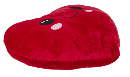 Red plush heart with embroidered face,