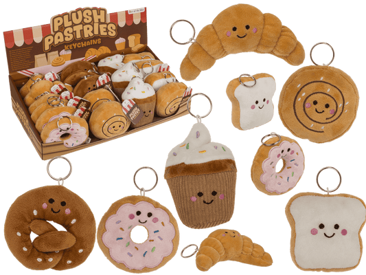 Porte-clés en métal, pâtisserie en peluche