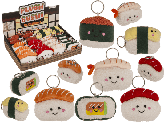 Porte-clés métal, Sushi en peluche