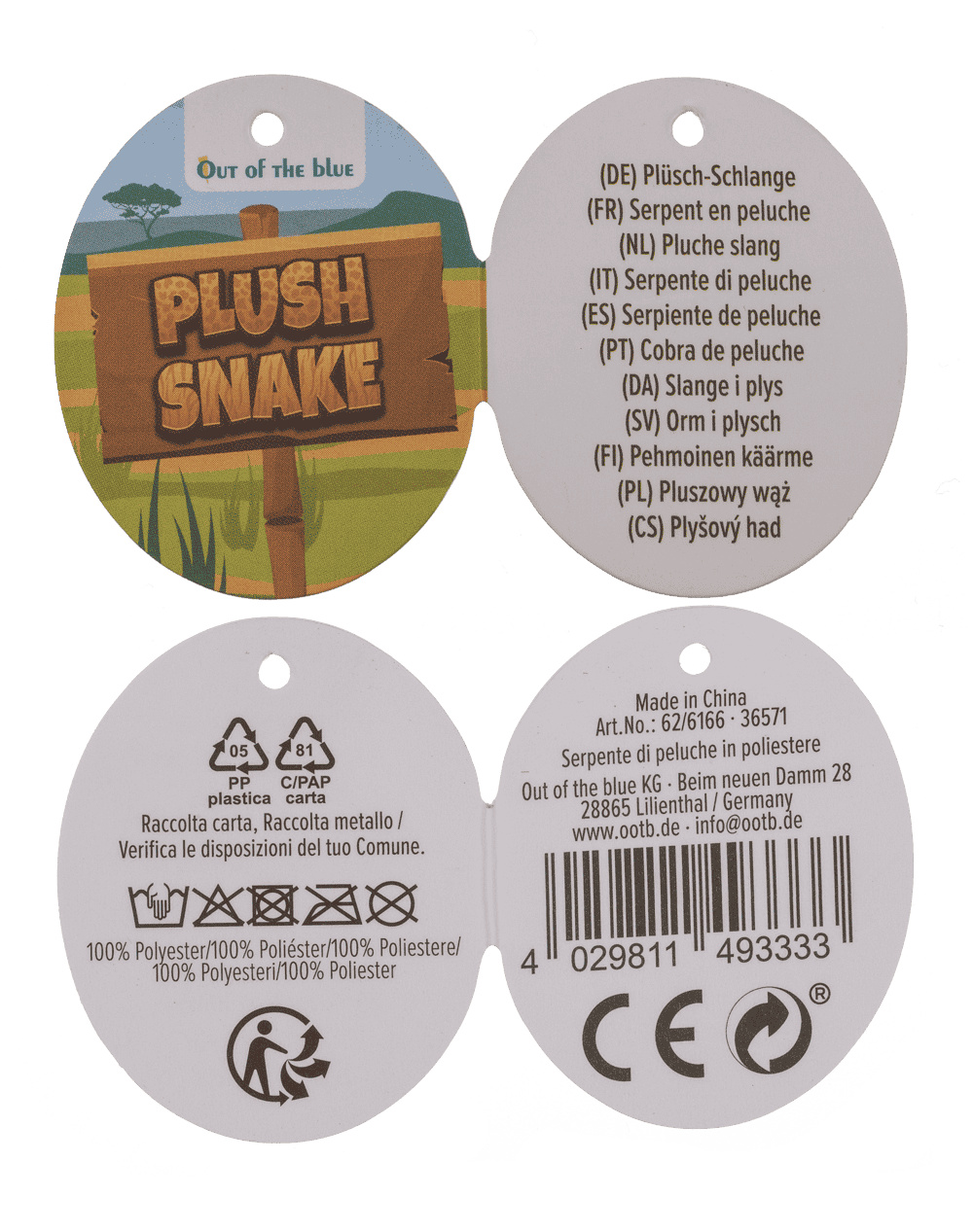 Serpiente de peluche, 114 cm de largo