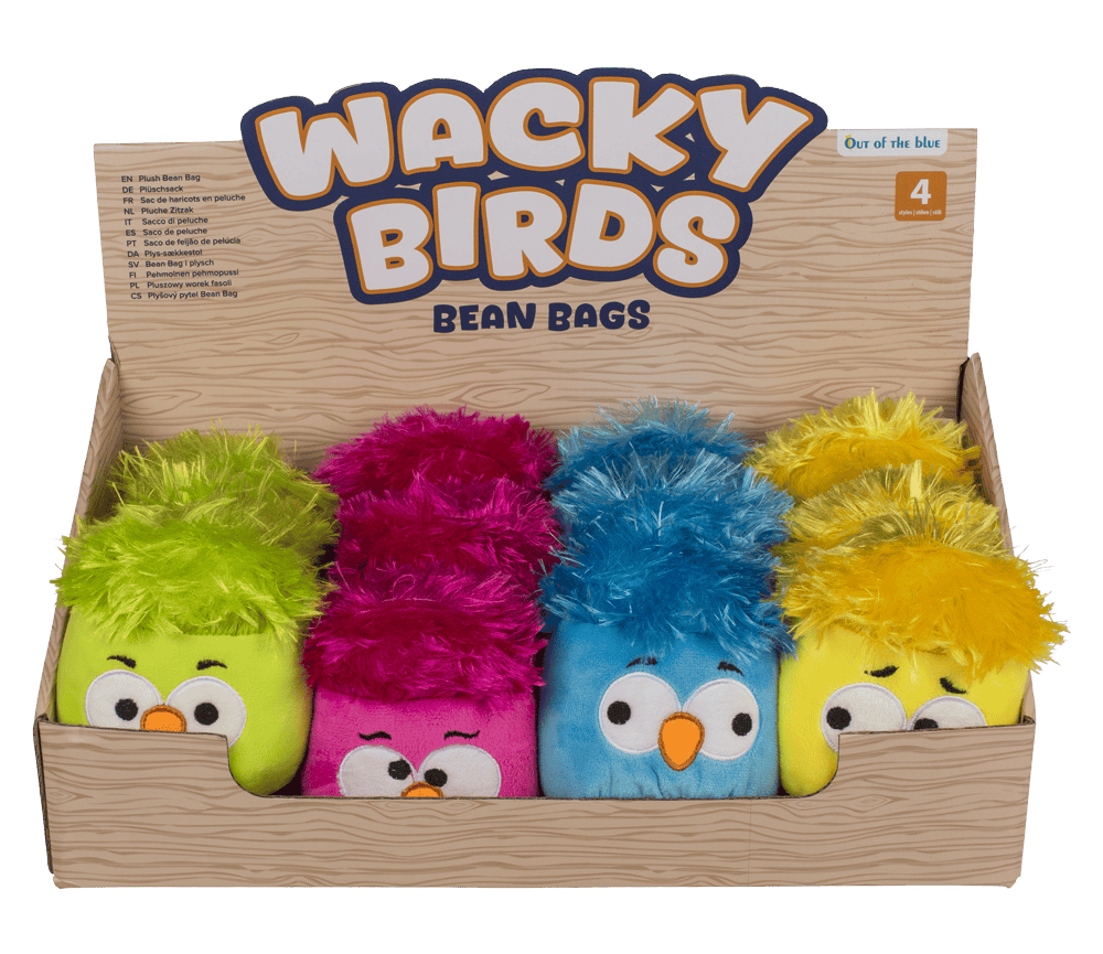 Whacky birds bean bags, 11 cm,