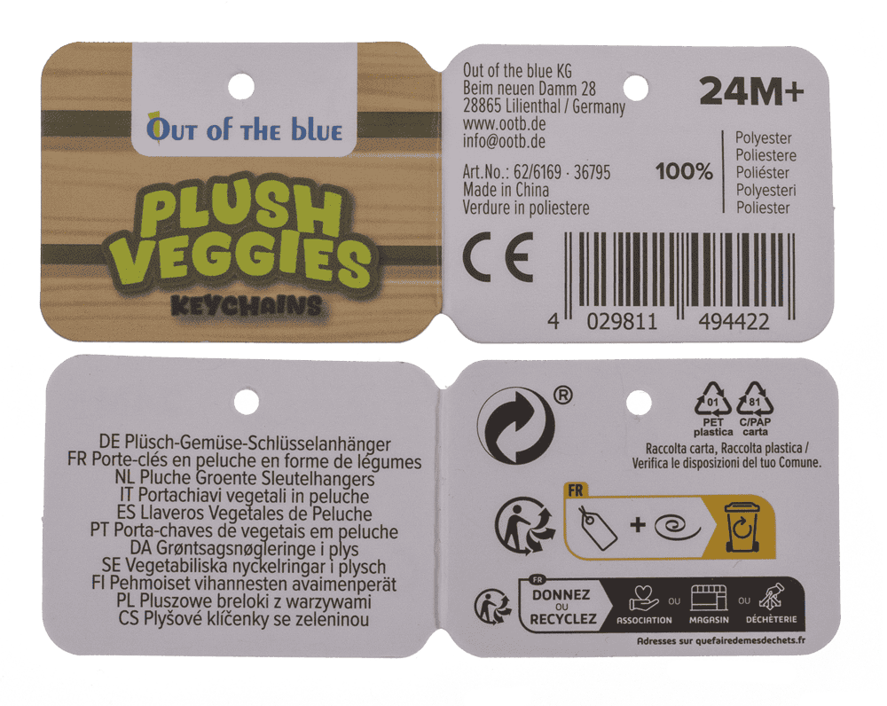 Metal keychain, plush vegetable,