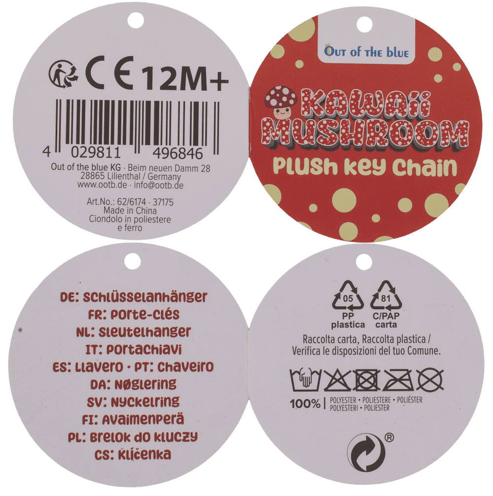 Metal keychain, Kawaii Mushroom,