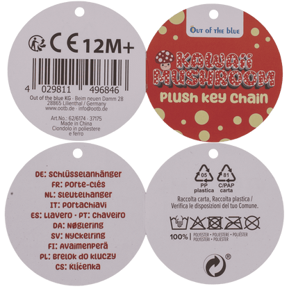 Metal keychain, Kawaii Mushroom,