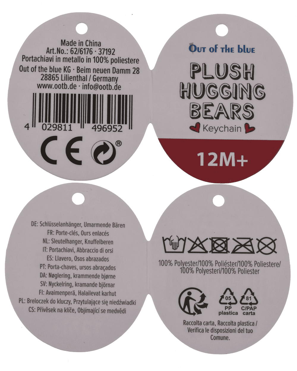 Metal keychain, Bears Hugging,