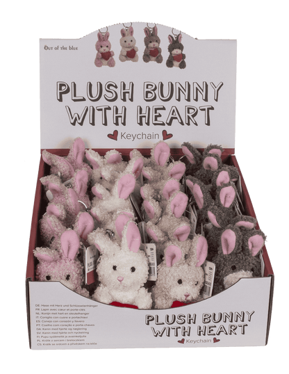 Metal keychain, rabbit with heart,