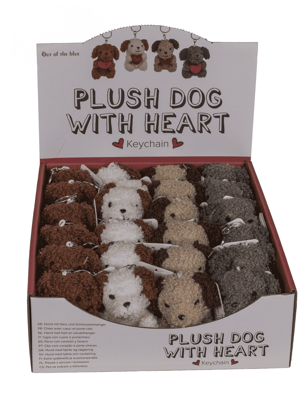 Metal keychain, dog with heart,