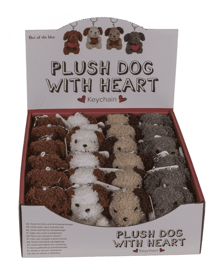 Metal keychain, dog with heart,