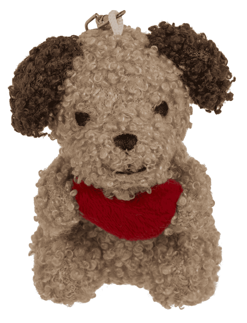 Metal keychain, dog with heart,