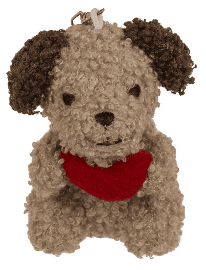 Metal keychain, dog with heart,