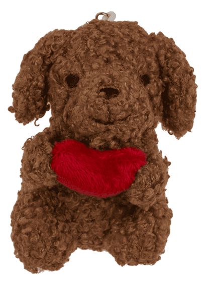 Metal keychain, dog with heart,