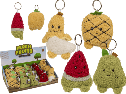 Metal keychain, plush fruits,