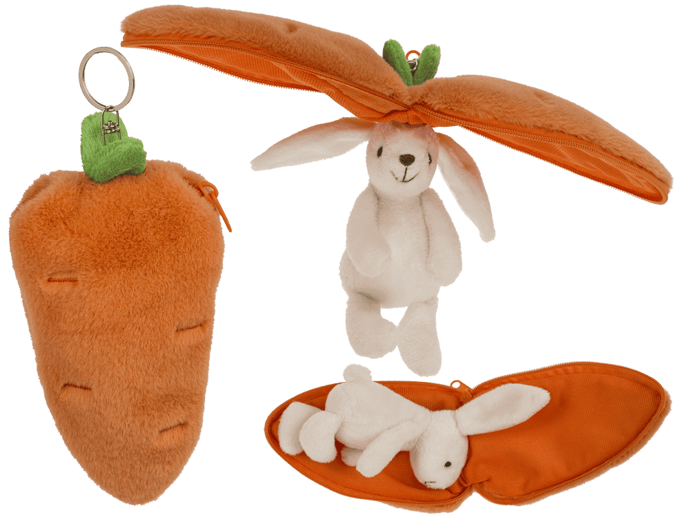 Metal-Keyring, Plush Folding rabbit